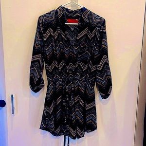 Akira red label shirtdress with tie waist, size M.